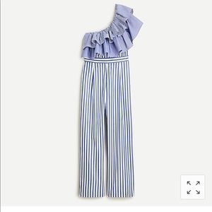 J crew one shoulder striped jumpsuit